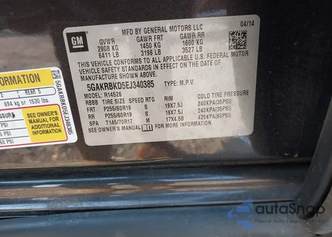 2014 Buick Enclave Leather from USA, damaged, VIN 5GAKRBKD5EJ340385